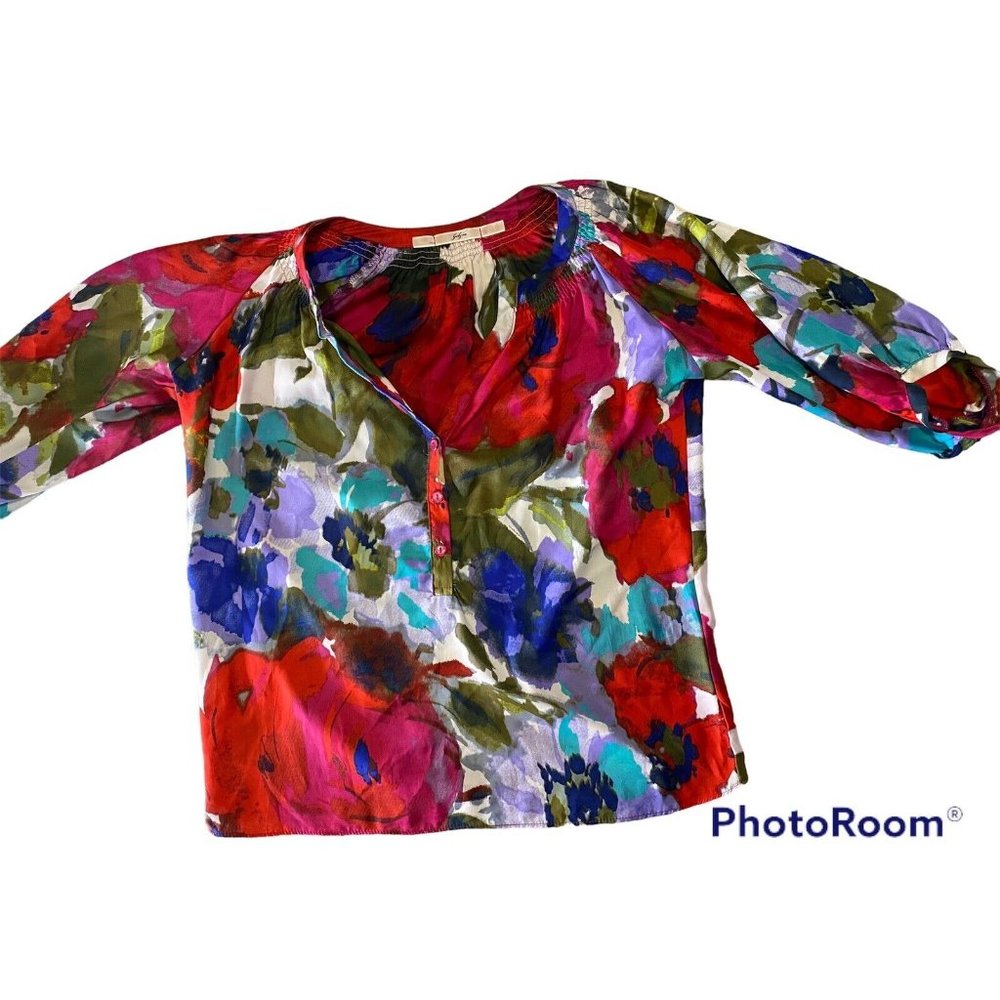 Gibson Red multicolored Floral Blouse Sz XSmall